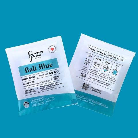 Bali Blue Single Origin Medium Dark Roast Pour Over Kit - 7 pouches - Everyday People Coffee & Tea